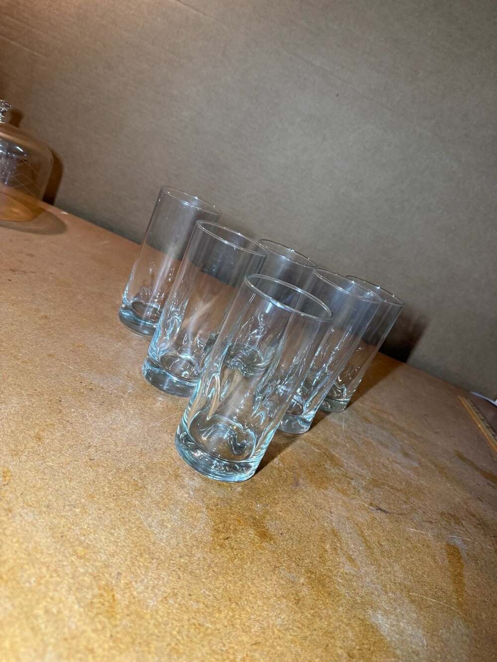 Thumbprint Clear Glass Highball Drinking Glasses Set of 6